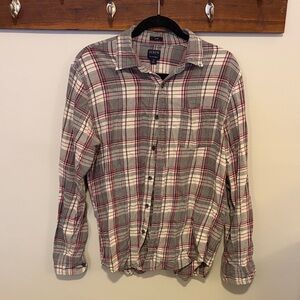 J. Crew Men's Flannel Plaid Shirt in Gray and Red